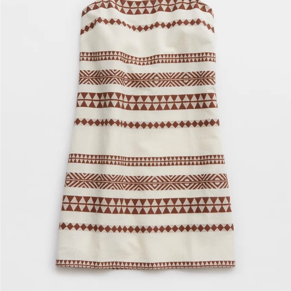 Aerie Brown and Cream Patterned Mini Dress